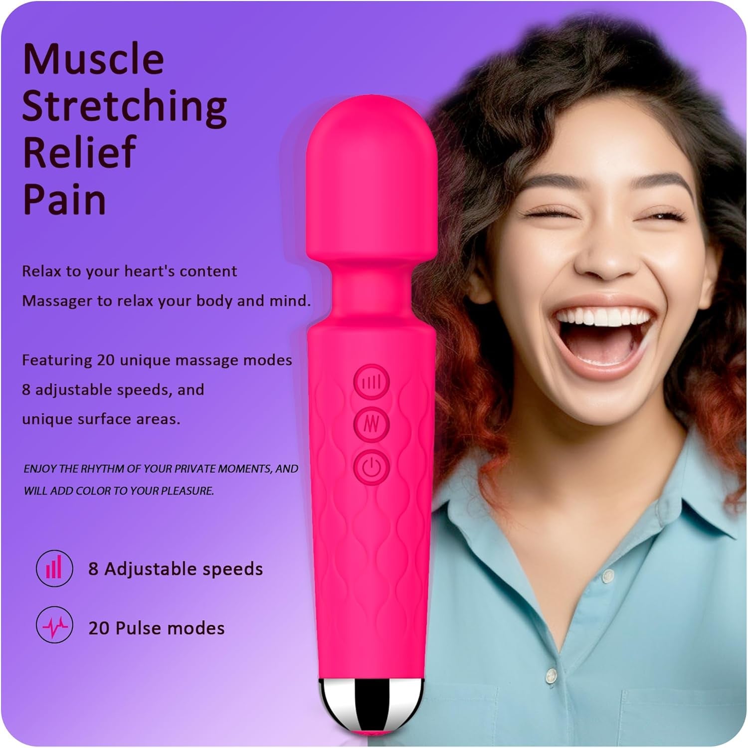 Vibrator Wand,Adult Sex Toy Wand, G Spot Dildo, Clit Vibrator, Sex Vibrators,Clitoris Stimulation,With 8 Speeds & 20 Patterns,Fully Waterproof,Vibrating Wand for Her Pleasure (Rose Red)